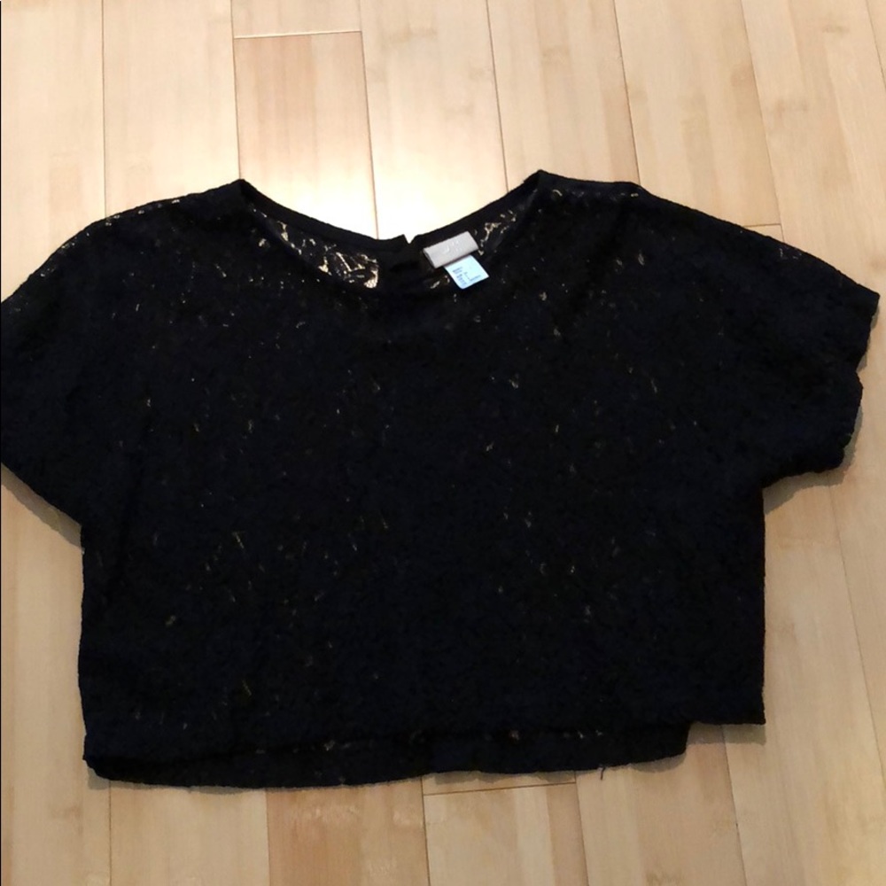 Black lace crop top